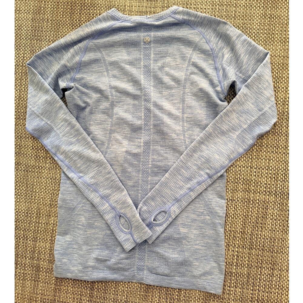 LULULEMON Swiftly Tech Hawaiian Blue Long Sleeve Top Shirt 8 Active Running - Picture 6 of 7